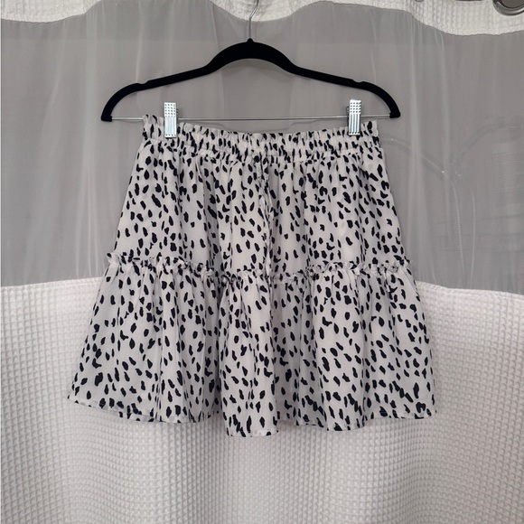 Princess Polly Light of Life Black and White Tiered Skater Mini Skirt - Picture 1 of 3